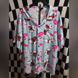 Marvel Deadpool short-sleeve button-up Hawaiian Style shirt size xl